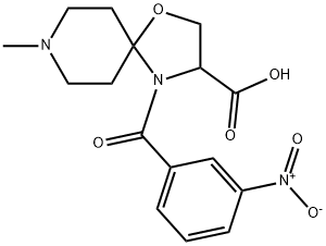 8-methyl-4-(3-nitrobenzoyl)-1-oxa-4,8-diazaspiro[4.5]decane-3-carboxylic acid Struktur