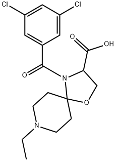 4-(3,5-dichlorobenzoyl)-8-ethyl-1-oxa-4,8-diazaspiro[4.5]decane-3-carboxylic acid Struktur