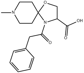 8-methyl-4-(2-phenylacetyl)-1-oxa-4,8-diazaspiro[4.5]decane-3-carboxylic acid Struktur