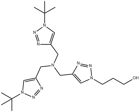 3-(4-((bis((1-(tert-butyl)-1H-1,2,3-triazol-4-yl)methyl)amino)methyl)-1H-1,2,3-triazol-1-yl)propan-1-ol Struktur