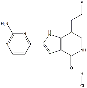 2-(2-aminopyrimidin-4-yl)-7-(2-fluoroethyl)-6,7-dihydro-1H-pyrrolo[3,2-c]pyridin-4(5H)-one hydrochloride Struktur