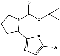 1-Pyrrolidinecarboxylic acid, 2-(5-bromo-1H-imidazol-2-yl)-, 1,1-dimethylethyl ester Struktur