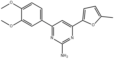 4-(3,4-dimethoxyphenyl)-6-(5-methylfuran-2-yl)pyrimidin-2-amine Struktur