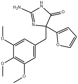 2-amino-5-(furan-2-yl)-5-[(3,4,5-trimethoxyphenyl)methyl]-4,5-dihydro-1H-imidazol-4-one Struktur