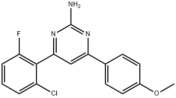 4-(2-chloro-6-fluorophenyl)-6-(4-methoxyphenyl)pyrimidin-2-amine Struktur