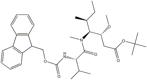 tert-butyl (3R,4S,5S)-4-((S)-2-((((9H-fluoren-9-yl)methoxy)carbonyl)amino)-N,3-dimethylbutanamido)-3-methoxy-5-methylheptanoate Struktur