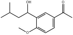 1-(3-(1-Hydroxy-3-methylbutyl)-4-methoxyphenyl)ethan-1-one Struktur