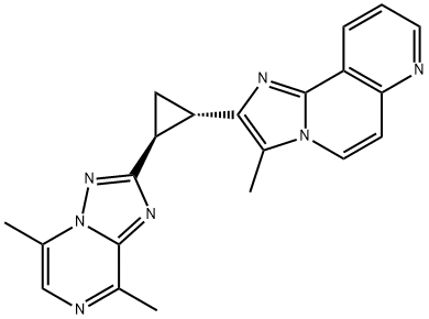 Imidazo[2,1-f][1,6]naphthyridine, 2-[(1S,2S)-2-(5,8-dimethyl[1,2,4]triazolo[1,5-a]pyrazin-2-yl)cyclopropyl]-3-methyl- Struktur