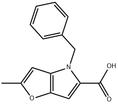 4-benzyl-2-methyl-4H-furo[3,2-b]pyrrole-5-carboxylic acid Struktur