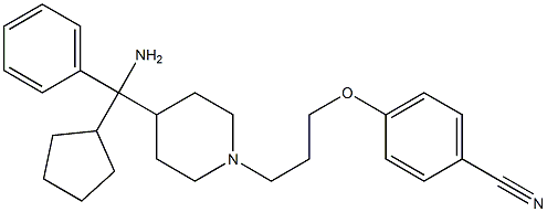 4-[3-[4-(amino-cyclopentyl-phenylmethyl)piperidin-1-yl]propoxy]benzonitrile Struktur