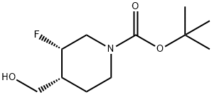 (3S,4R)-tert-Butyl 3-fluoro-4-(hydroxymethyl)piperidine-1-carboxylate Struktur