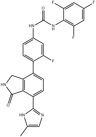 Urea, N-[4-[2,3-dihydro-7-(5-methyl-1H-imidazol-2-yl)-1-oxo-1H-isoindol-4-yl]-3-fluorophenyl]-N'-(2,4,6-trifluorophenyl)- Struktur