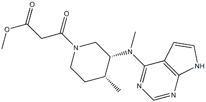 methyl3-((3R,4R)-4-methyl-3-(methyl(7H-pyrrolo[2,3-d]pyrimidin -4-yl)amino)piperidin-1-yl)-3-oxopropanoate Struktur