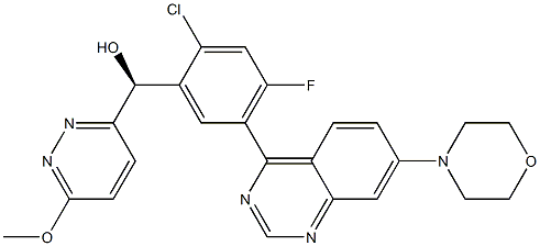 (S)-(2-chloro-4-fluoro-5-(7-morpholinoquinazolin-4-yl)phenyl)(6-methoxypyridazin-3-yl)methanol Struktur