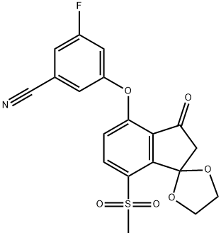 3-fluoro-5-(7'-(methylsulfonyl)-3'-oxo-2',3'-dihydrospiro[1,3]dioxolane-2,1'-indene)-
4'-yloxybenzonitrile Struktur