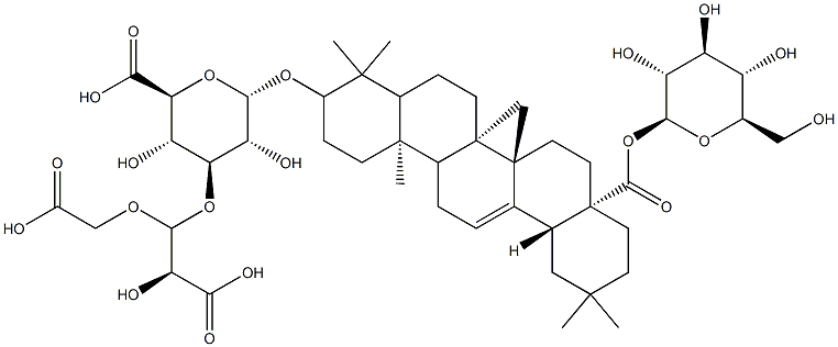 b-D-Glucopyranosiduronic acid, (3b)-28-(b-D-glucopyranosyloxy)-28-oxoolean-12-en-3-yl3-O-[(1S,2S)-2-carboxy-1-(carboxymethoxy)-2-hydroxyethyl]- Struktur