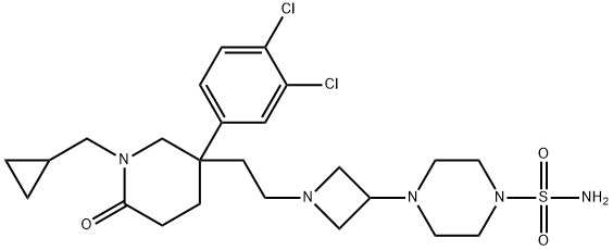 1-Piperazinesulfonamide, 4-[1-[2-[1-(cyclopropylmethyl)-3-(3,4-dichlorophenyl)-6-oxo-3-piperidinyl]ethyl]-3-azetidinyl]- Struktur