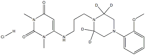 1,3-dimethyl-6-[3-[2,2,6,6-tetradeuterio-4-(2-methoxyphenyl)piperazin-1-yl]propylamino]pyrimidine-2,4-dione:hydrochloride Struktur