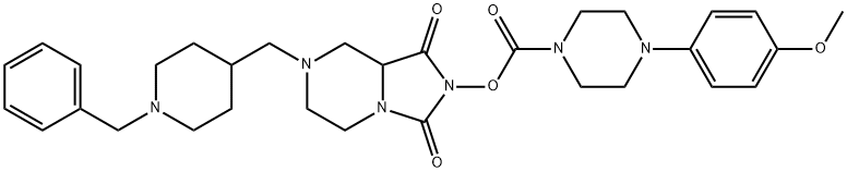 7-((1-Benzylpiperidin-4-yl)methyl)-1,3-dioxohexahydroimidazo[1,5-a]pyrazin-2(3H)-yl 4-(4-methoxyphenyl)piperazine-1-carboxylate Struktur