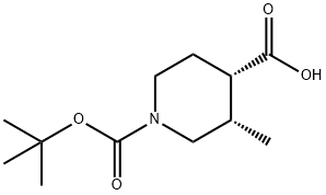 1,4-Piperidinedicarboxylic acid, 3-methyl-, 1-(1,1-dimethylethyl) ester, (3S,4S)- Struktur