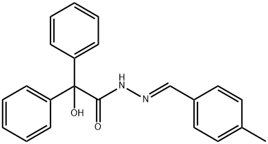 2-hydroxy-N'-[(E)-(4-methylphenyl)methylidene]-2,2-diphenylacetohydrazide Struktur