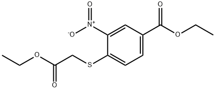 4-Ethoxycarbonylmethylsulfanyl-3-nitro-benzoic acid ethyl ester Struktur