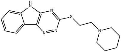 3-{[2-(piperidin-1-yl)ethyl]sulfanyl}-5H-[1,2,4]triazino[5,6-b]indole Struktur