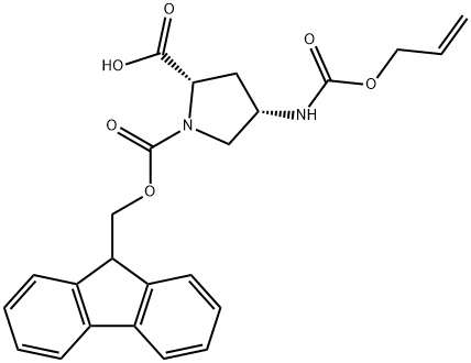 (2S,4S)-1-Fmoc-4-(Allyloxycarbonylamino)-2-pyrrolidinecarboxylic acid Struktur