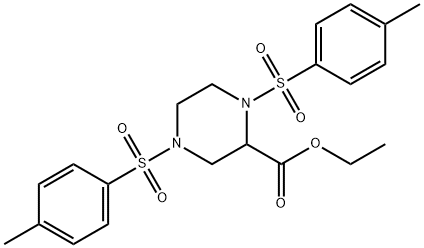 ethyl 1,4-bis[(4-methylphenyl)sulfonyl]piperazine-2-carboxylate Struktur