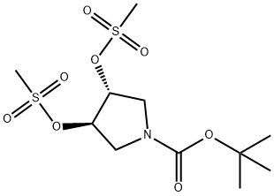 (3R,4R)-1-BOC-3,4-BIS[(METHYLSULFONYL) OXY]PYRROLIDINE Struktur