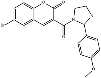 6-bromo-3-(2-(4-methoxyphenyl)thiazolidine-3-carbonyl)-2H-chromen-2-one Struktur