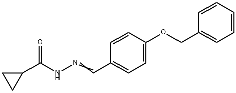 N-[(E)-(4-phenylmethoxyphenyl)methylideneamino]cyclopropanecarboxamide Struktur