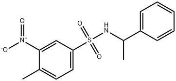 4-methyl-3-nitro-N-(1-phenylethyl)benzenesulfonamide Struktur