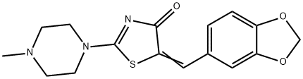 (5E)-5-(1,3-benzodioxol-5-ylmethylidene)-2-(4-methylpiperazin-1-yl)-1,3-thiazol-4(5H)-one Struktur