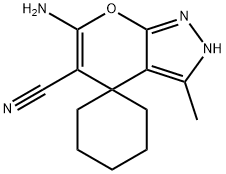 6-amino-3-methyl-2H-spiro[cyclohexane-1,4-pyrano[2,3-c]pyrazole]-5-carbonitrile Struktur