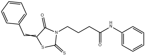 (Z)-4-(5-benzylidene-4-oxo-2-thioxothiazolidin-3-yl)-N-phenylbutanamide Struktur