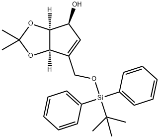 (3aS,4S,6aR)-6-((tert-butyldiphenylsilyloxy)methyl)-2,2-dimethyl-4,6a-dihydro-3aH-cyclopenta[d][1,3]dioxol-4-ol Struktur