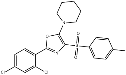 2-(2,4-dichlorophenyl)-5-(piperidin-1-yl)-4-tosyloxazole Struktur