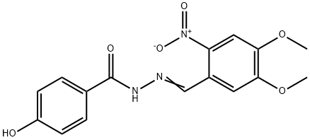 N'-(4,5-dimethoxy-2-nitrobenzylidene)-4-hydroxybenzohydrazide Struktur