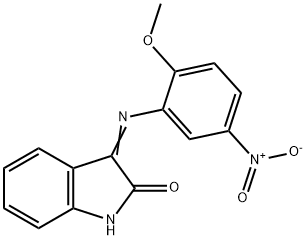 3-[(2-methoxy-5-nitrophenyl)imino]-1,3-dihydro-2H-indol-2-one Struktur