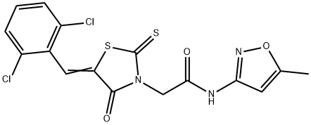 (Z)-2-(5-(2,6-dichlorobenzylidene)-4-oxo-2-thioxothiazolidin-3-yl)-N-(5-methylisoxazol-3-yl)acetamide Struktur