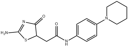 2-(2-imino-4-oxothiazolidin-5-yl)-N-(4-(piperidin-1-yl)phenyl)acetamide Struktur