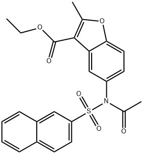 ethyl 2-methyl-5-(N-(naphthalen-2-ylsulfonyl)acetamido)benzofuran-3-carboxylate Struktur