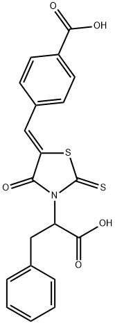 (Z)-4-((3-(1-carboxy-2-phenylethyl)-4-oxo-2-thioxothiazolidin-5-ylidene)methyl)benzoic acid Struktur