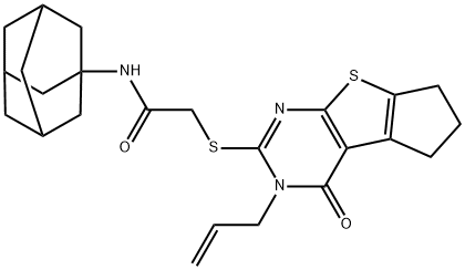 N-((3s,5s,7s)-adamantan-1-yl)-2-((3-allyl-4-oxo-3,5,6,7-tetrahydro-4H-cyclopenta[4,5]thieno[2,3-d]pyrimidin-2-yl)thio)acetamide Struktur