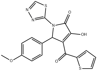 3-hydroxy-5-(4-methoxyphenyl)-1-(1,3,4-thiadiazol-2-yl)-4-(thiophene-2-carbonyl)-1,5-dihydro-2H-pyrrol-2-one Struktur