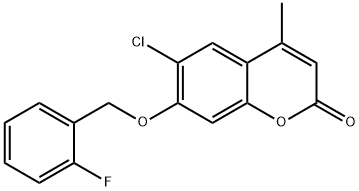 6-chloro-7-((2-fluorobenzyl)oxy)-4-methyl-2H-chromen-2-one Struktur