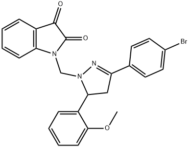 1-((3-(4-bromophenyl)-5-(2-methoxyphenyl)-4,5-dihydro-1H-pyrazol-1-yl)methyl)indoline-2,3-dione Struktur