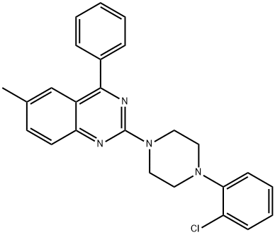 2-(4-(2-chlorophenyl)piperazin-1-yl)-6-methyl-4-phenylquinazoline Struktur