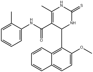 4-(2-methoxynaphthalen-1-yl)-6-methyl-2-thioxo-N-(o-tolyl)-1,2,3,4-tetrahydropyrimidine-5-carboxamide Struktur